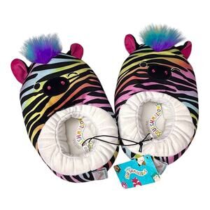 NEW Squishmallows Girls Plush Body Step In SLIPPER SHOES 4/5 Safiyah Zebra NWT